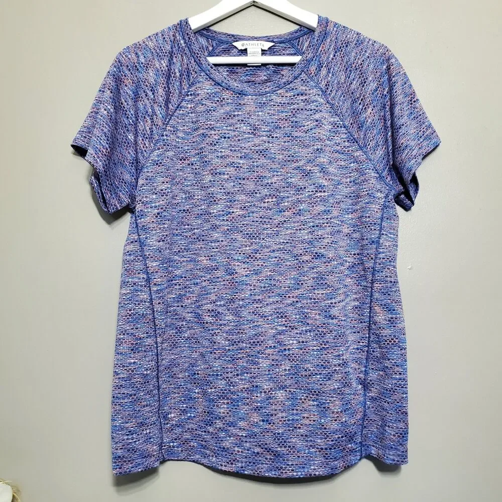 Athleta Ultimate Train Mesh Tee Womens Size Medium Multicolor Athleisure Workout - Picture 1 of 7